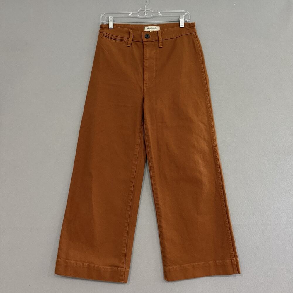 Madewell  Emmett Wide Leg Cropped Pants Sz 28 Tall Burnt Orange High Rise Preppy